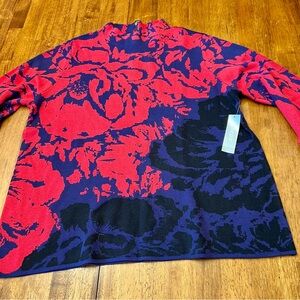 Chico’s floral jacquard mock neck sweater NWT